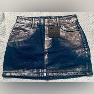 Le Lis Metallic Denim Mini Skirt
